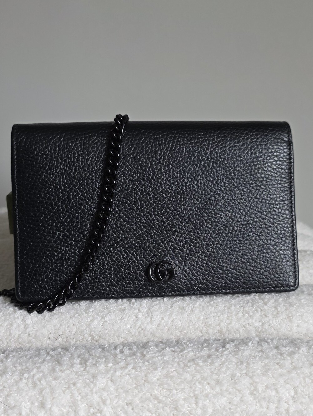 Black Gucci GG Marmont Wallet On Chain